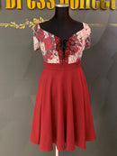 M-60/ワンピース/フラワープリント/袖ありドレス/フリルスカート