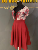 M-60/ワンピース/フラワープリント/袖ありドレス/フリルスカート