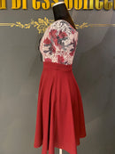 M-60/ワンピース/フラワープリント/袖ありドレス/フリルスカート