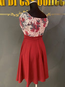 M-60/ワンピース/フラワープリント/袖ありドレス/フリルスカート