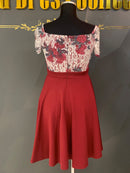 M-60/ワンピース/フラワープリント/袖ありドレス/フリルスカート