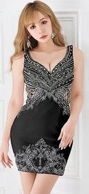 [ミニドレス]IRMA | 11042/ビジューデザイン/サイドシアー/ワンカラー/タイト/ミニドレス