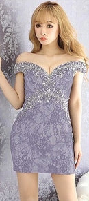 IRMA/イルマ/11044/ミニドレス/ビジュードレス/オフショル/ワンピース/ミニドレス/キャバドレス/ナイトドレス