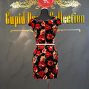 ROBEdeFLEURS｜fm643B/花柄プリント/ベロアワンピース/ワンピース/ドレス/ナイトドレス/キャバドレス/ワンカラー/ドレス/ベルト