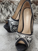 K-3　[3349]　ヒール/パンプス/靴/ビジュー