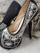 K-3　[3349]　ヒール/パンプス/靴/ビジュー