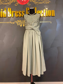 M-103/ワンピース/ミディアムドレス/リボンベルト/ワンカラー/レース/結婚式/およばれ