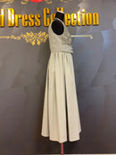 M-103/ワンピース/ミディアムドレス/リボンベルト/ワンカラー/レース/結婚式/およばれ