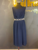 M-166　ワンピース/袖なしドレス/ワンカラー/ビジュードレス/フリルスカート