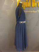 M-166　ワンピース/袖なしドレス/ワンカラー/ビジュードレス/フリルスカート