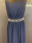 M-166　ワンピース/袖なしドレス/ワンカラー/ビジュードレス/フリルスカート