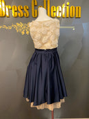 M-167/ワンピース/ミニドレス/ツーカラー/レース/フリルスカート/オケージョン