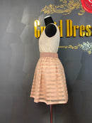 M-171/ワンピース/ミニドレス/レース/ツーカラー/リボンベルト/フリルスカート