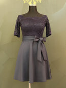 M-174/[IMPERIAL]　ワンピース/レース/袖ありドレス/フリルスカート/リボンベルト