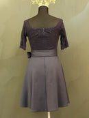 M-174/[IMPERIAL]　ワンピース/レース/袖ありドレス/フリルスカート/リボンベルト