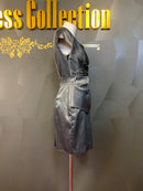 M-176/ワンピース/ミニドレス/ワンカラー/ベルト/ビジュードレス/シルク