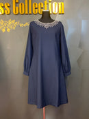 M-193　ワンピース/ミニドレス/ビジュードレス/ワンカラー/袖ありドレス