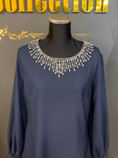 M-193　ワンピース/ミニドレス/ビジュードレス/ワンカラー/袖ありドレス