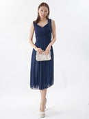 M-213　ワンピース/ミニドレス/袖なしドレス/レース/フリルスカート/ワンカラー