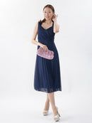 M-213　ワンピース/ミニドレス/袖なしドレス/レース/フリルスカート/ワンカラー