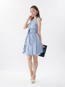 M-215/ワンピース/ミニドレス/リボンベルト/袖なしドレス/ワンカラー/フリルスカート