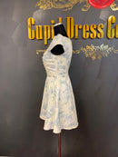 M-40 ROBE de FLEURS　ワンピース/ミニドレス/フリルスカート/フラワープリント/袖ありドレス