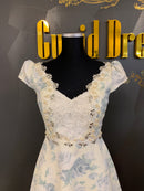 M-40 ROBE de FLEURS　ワンピース/ミニドレス/フリルスカート/フラワープリント/袖ありドレス