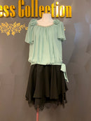 M-86/ワンピース/ミニドレス/ツーカラー/フリルスカート/ビジュードレス