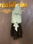 M-86/ワンピース/ミニドレス/ツーカラー/フリルスカート/ビジュードレス