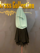 M-86/ワンピース/ミニドレス/ツーカラー/フリルスカート/ビジュードレス