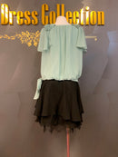 M-86/ワンピース/ミニドレス/ツーカラー/フリルスカート/ビジュードレス