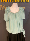 M-86/ワンピース/ミニドレス/ツーカラー/フリルスカート/ビジュードレス