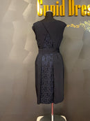 M-87/ワンピース/ミディアムドレス/ワンカラー/リボンベルト/結婚式/お呼ばれ/オケージョン