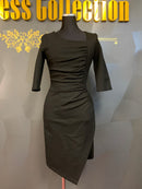 M-89　ワンピース/ミニドレス/ワンカラー/タイトドレス/スリット