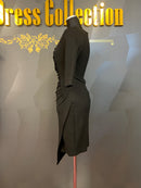 M-89　ワンピース/ミニドレス/ワンカラー/タイトドレス/スリット