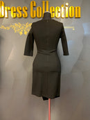 M-89　ワンピース/ミニドレス/ワンカラー/タイトドレス/スリット