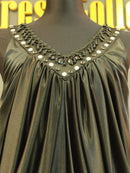 M-96/ワンピース/ビジュードレス/袖なしドレス/フリル/ワンカラー