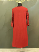 C-12/ワンピース/タイトドレス/ミニドレス/レース/袖ありドレス/ワンカラー