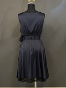 M-169/ワンピース/リボンベルト/シルク/ツーカラー/ミニドレス