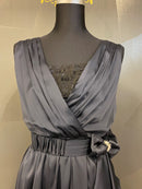 M-169/ワンピース/リボンベルト/シルク/ツーカラー/ミニドレス