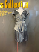 M-176/ワンピース/ミニドレス/ワンカラー/ベルト/ビジュードレス/シルク