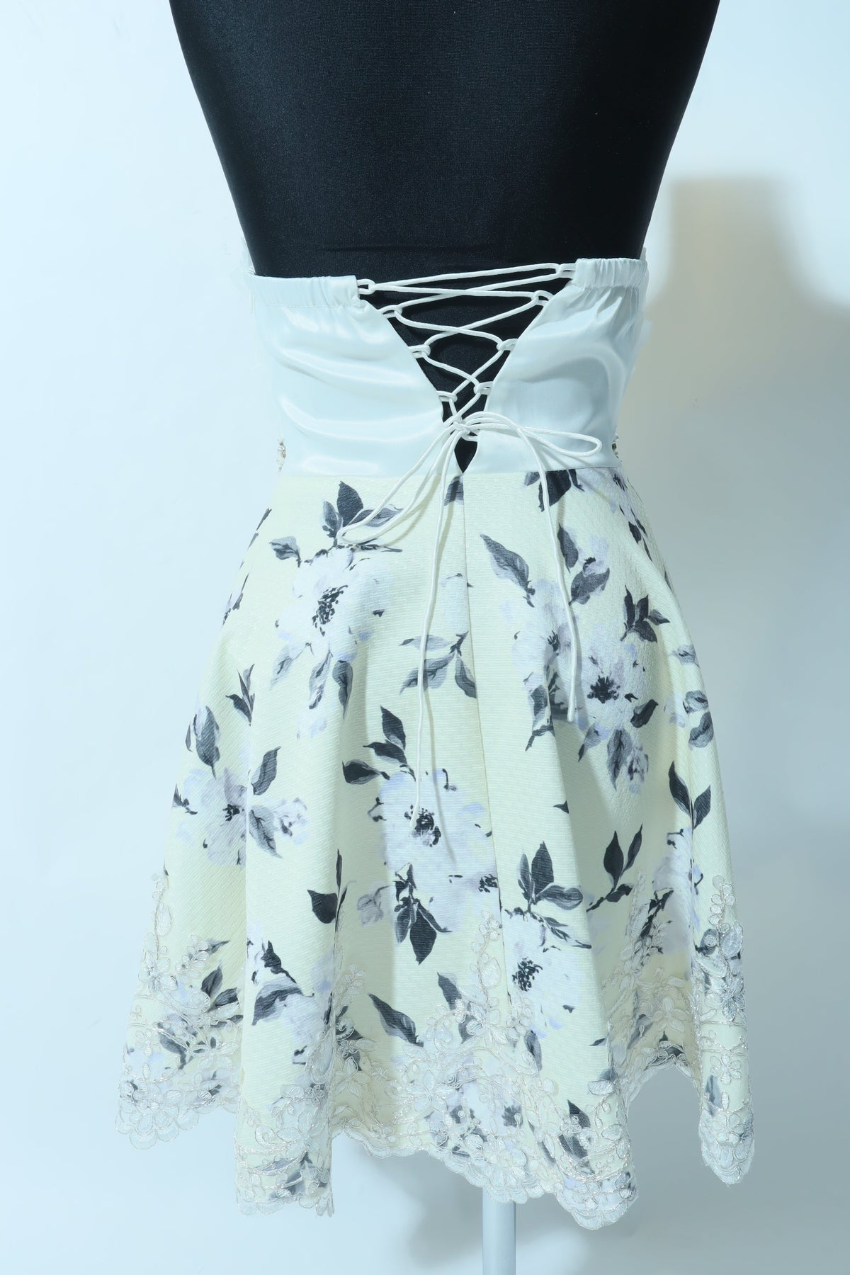 M-2/ROBE/ワンピース/ツーカラー/フラワープリント/レース/ベア