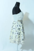 M-2/ROBE/ワンピース/ツーカラー/フラワープリント/レース/ベアトップ/チューブトップワンピース