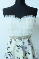 M-2/ROBE/ワンピース/ツーカラー/フラワープリント/レース/ベアトップ/チューブトップワンピース