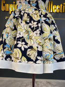 M-31　[ROBE de FLEURS]　ワンピース/フラワープリント/フリルスカート/ビジュードレス/袖なしドレス