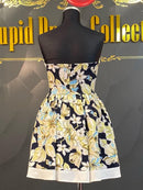 M-31　[ROBE de FLEURS]　ワンピース/フラワープリント/フリルスカート/ビジュードレス/袖なしドレス