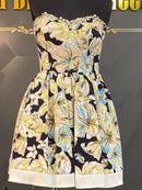 M-31　[ROBE de FLEURS]　ワンピース/フラワープリント/フリルスカート/ビジュードレス/袖なしドレス