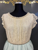 M-99/ワンピース/ツーカラー/ミニドレス/レース/袖ありドレス