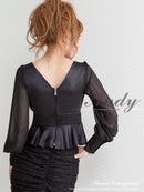 AN-BK154/トップス/フリル/袖あり/シースルー