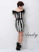 [ワンピースドレス]Andy|AN-OK2036/ミニドレス/ナイトドレス/ワンピース/ドレス/キャバドレス/オフショル/ストライプ/パーティドレス